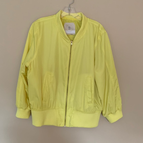 Hei Hei Jackets & Blazers - Anthropology Hei Hei Neon Yellow Satin Bomber Jacket